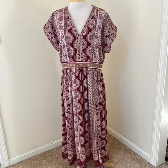 GAL MEETS GLAM Size 14 Maroon combo Liza Carly dress